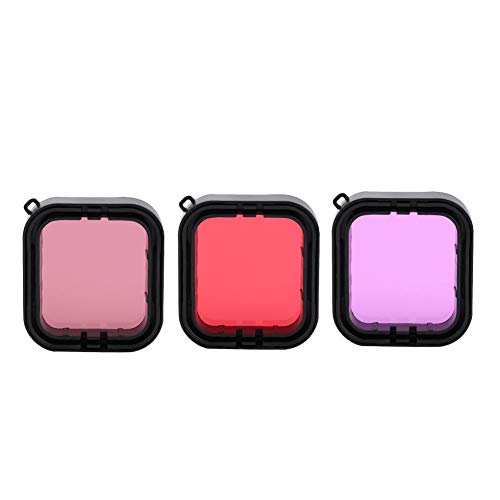 Filtro de Buceo, 3 Piezas de filtros de Buceo subacuático Rojo Rosa púrpura para Gopro Hero 5/6, Adecuado para áreas de Aproximadamente 5-25 m de Profundidad, Capaz de Lograr una Mejor claridad de i
