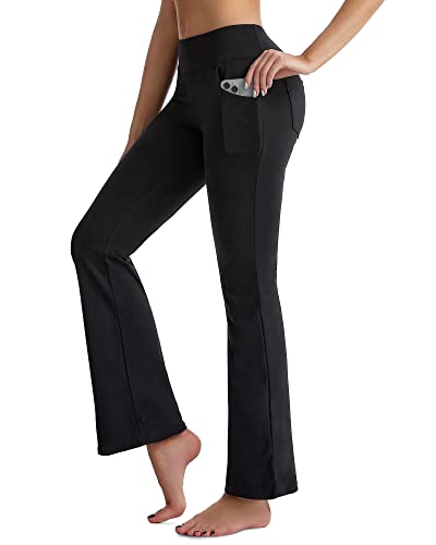 CAMBIVO Pantalones de Yoga Mujer, Bootcut Pantalon Campana Largos con Bolsillos, Pantalones Deporte, Pantalones de Jazz, Pantalones de Jogging, Pantalones Mujer Pierna Recta para Yoga, Fitness, Casual