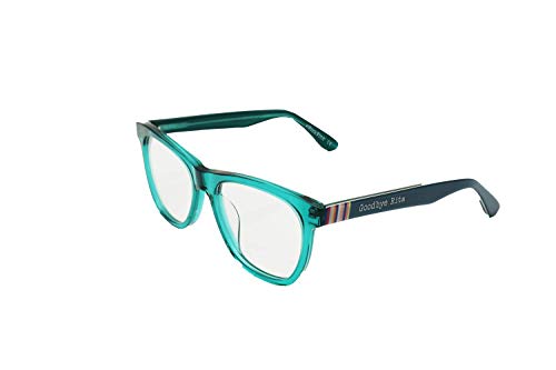 Goodbye, Rita. - Gafas de Ver para Hombre y Mujer - Modelo Capri - Fabricadas en Acetato - Lentes Sin Graduación - Color Azul Verdoso con Frontal Translúcido - 145 x 50 mm