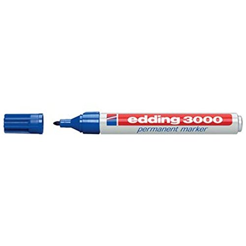 Marqueur permanent edding 3000, rechargeable, pointe ronde, tige en aluminium, Bleu
