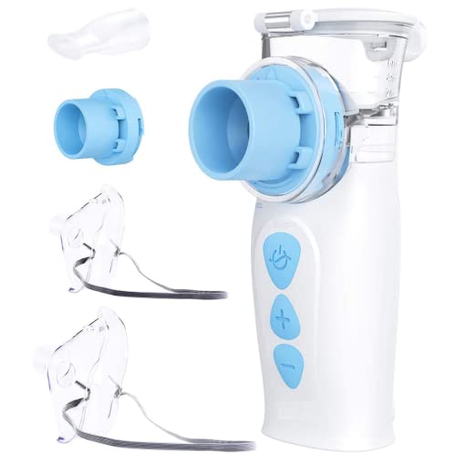 Nebulizador Ultrasonico Portatil, Aerosol Inhalador para Niños Bebe Adultos, 2 Boquilla Reemplazable, 3 Velocidad de Atomización Ajustable