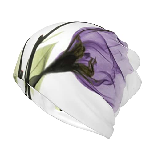 Gorro de mariposa voladora con flores de manzanilla curvas, gorro de calavera multifunción unisex, Hermosa flor púrpura Giclée, Talla única