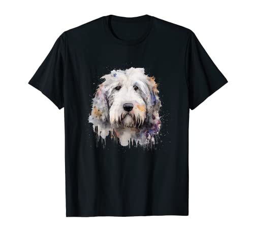 Colorido perro pastor inglés antiguo acuarela arte Camiseta
