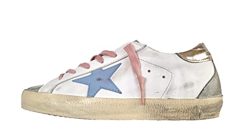 Golden Goose Zapatos Mujer Zapatillas Superstar Vintage 81774 Blanco Azul, Blanco Azul Hielo, 37 EU