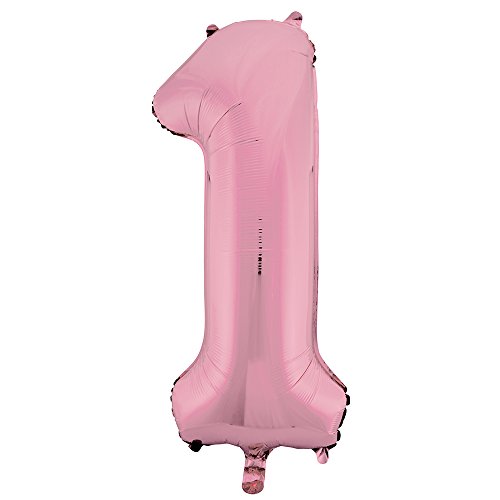 Unique Party- Globo gigante número 1, Color rosa claro, 86.3 cm (54453) , color/modelo surtido