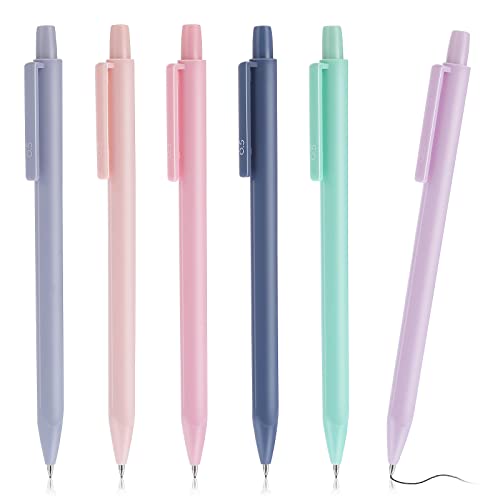 TIESOME 6 piezas de colores portaminas, 0,5 mm de escritura a mano lápiz con goma de borrar pequeña colorido mecánico retráctil lápices para estudiantes de escritura, dibujo, esbozo