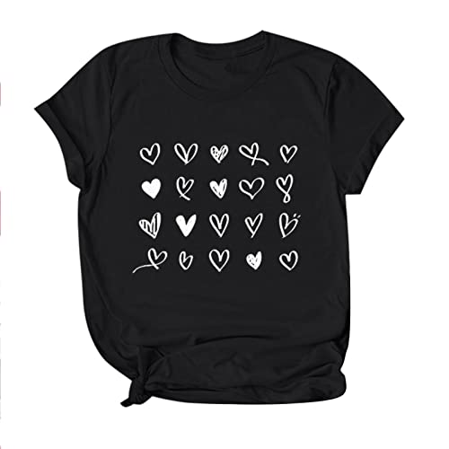 Yowablo O Tops T Blusa Corta Camisa Imprimir Mujeres Amor Mangas Cuello Casual Blusa Mujer Tops Cortos Manga Larga para Mujeres, Le Noir, L