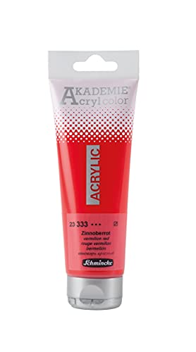 Schmincke - AKADEMIE® Acryl color, Bermellón en tubo de 120 ml, 23333012, pintura acrílica para artistas, brillante, muy resistente a la luz y sin cadmio, técnica mixta