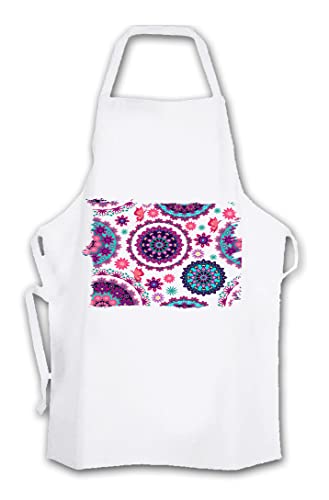 MERCHANDMANIA DELANTAL motivo flores rosas carmesi colores adorno cocina kitchen apron.