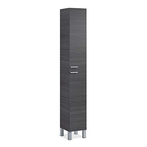 Arkitmobel Columna de baño Koncept 2 puertas y 4 patas color gris ceniza aseo estilo moderno almacenaje mueble 182x30x25 cm