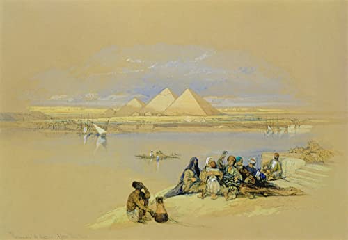 NOVEMS Impresiones Abstractas Pintura de Póster Pinturas famosas Las pirámides de Giza cerca de El Cairo por David Roberts para decoraciones del hogar 60x90cm