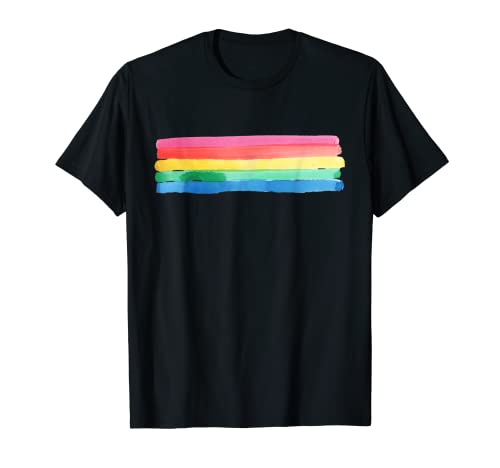 Sencillo, hermoso y audaz acuarela arco iris rayas PRIDE Camiseta