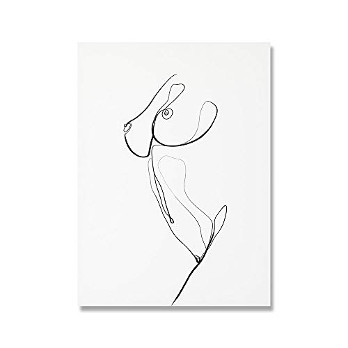 Línea Nórdico De la Lona ​​Líneas de Decoracion Abstracto Mujer Figura Pared Arte Impresiones Minimalista Pintura Dormitorio Inicio Cuerpo Desnudo Cuadro Cartel（No Marco）