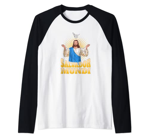 JESUS CHRIST SALVADOR MUNDI. JESÚS SALVA. Jo amo Jesucristo! Camiseta Manga Raglan