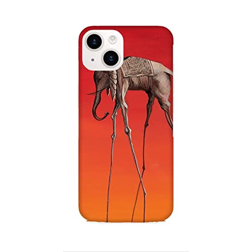 Funda Carcasa Compatible con Apple iPhone 14 Plus Pinturas Salvador Dalì - CISNES REFLEJANDO Elefantes/Imprimir también en los Lados/Teléfono Rígido a presión Antideslizante Antiarañazos Res