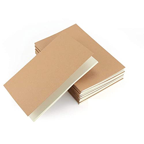 VEESUN Pack de 10 cuadernos, A5 Tapa de Kraft Blanda 5 líneas y 5 Blanco 60 páginas, Libretas Grapadas Cuaderno de Notas para Despacho Diario Escritura de la Escuela Chicos Chicas y Maestros