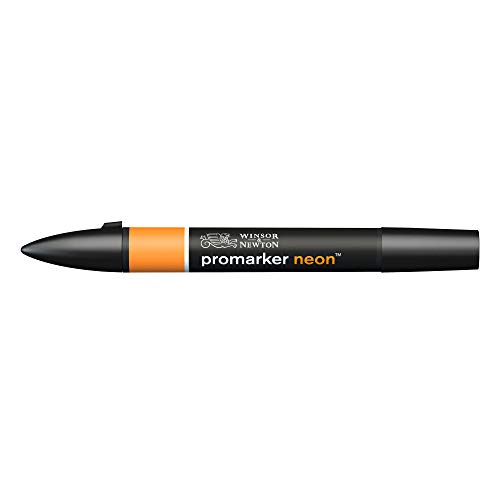 Winsor & Newton 0205404 ProMarker Neon - Rotulador profesional (2 puntas, fino y ancho, para dibujos, diseño y diseños), color naranja