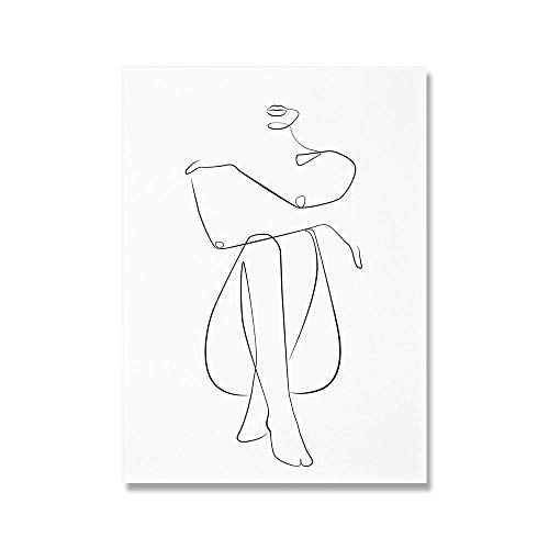 Línea Nórdico De la Lona ​​Líneas de Decoracion Abstracto Mujer Figura Pared Arte Impresiones Minimalista Pintura Dormitorio Inicio Cuerpo Desnudo Cuadro Cartel（No Marco）