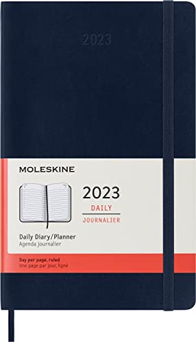 Moleskine Agenda Semanal de 12 Meses, Calendario 2023, Tapa Blanda y Cierre Elástico, Tamaño Grande 13 x 21 cm, Azul Zafiro