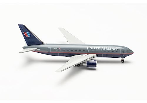 Herpa Miniatura del avión United Airlines Boeing 767-200, Battleship Livery N603UA, Escala 1/500, Modelo prefabricado, maqueta de colleción, modelismo, Avion sin Soporte, Figura Metal