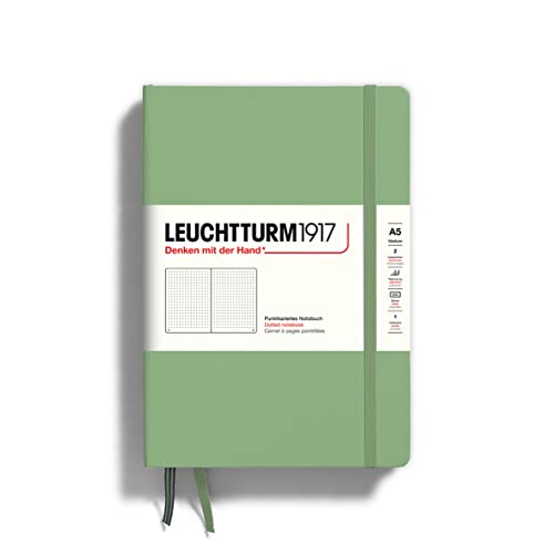 LEUCHTTURM1917 Special Edition Muted Colours - Cuaderno (A5, tapa dura), diseño de lunares, color gris y verde