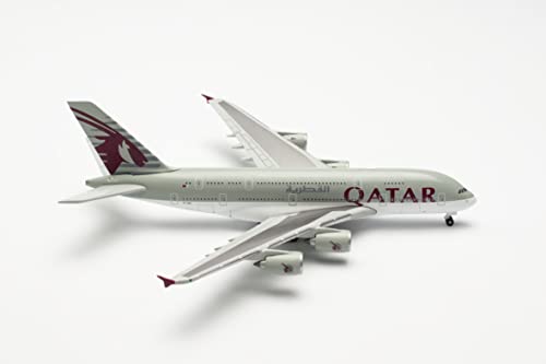 Herpa 528702-001 Airbus A380 Qatar Airways-A7-APG Escala 1:500 Modelo de avión para coleccionistas, decoración en Miniatura, Aviador sin Soporte de Metal, Modelo Miniatura, Multicolor