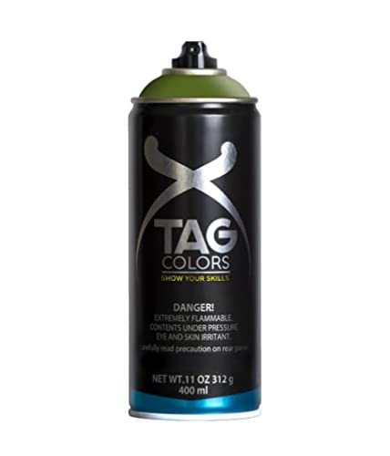 TAG COLORS - Bote de Spray para Graffiti, Color Reptilian Green (G400A024), Resultado Profesional, Precisión y Cubrición, Acabado Ultra Mate, 400ml