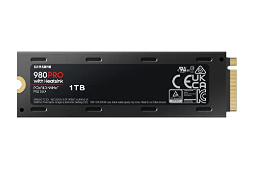 Samsung 980 PRO SSD with Heatsink 1TB PCIe Gen 4 NVMe M.2 Internal Solid State Hard Drive, Heat Control, Max Speed, PS5 Compatible, MZ-V8P1T0CW