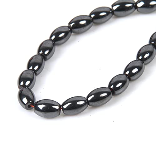 45 perlas de hematita negras, 8 x 6 mm, oval, cordón no magnético, hematita sintética, cuentas sueltas