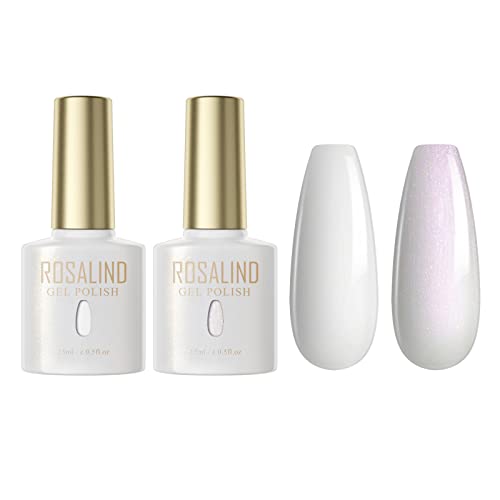 ROSALIND Esmaltes Semipermanentes Blanco, 15ml kit manicura semipermanente Uñas de Gel UV LED Esmalte Uñas purpurina uñas semipermanentes