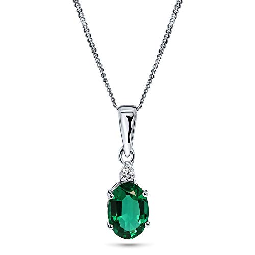 Miore collar en oro blanco de 9 kt 375 con esmeralda verde talla oval y diamante natural talla brillante