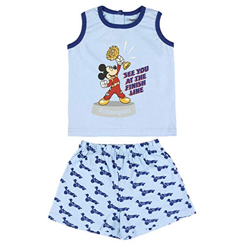 CERDÁ LIFE'S LITTLE MOMENTS Pijama Bebe 12 Meses de Mickey Mouse-Camiseta + Pantalon de Algodón-Color Azul Juego Unisex bebé