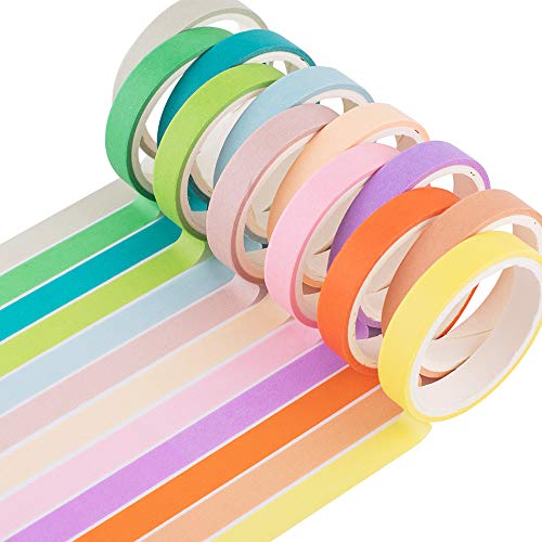 YUBBAEX 12 Rollos Washi Tapes Set de Cinta Adhesiva Washi Cinta Adhesiva Decorativa para Scrapbooking DIY Manualidades (caramelo 8mm de ancho)