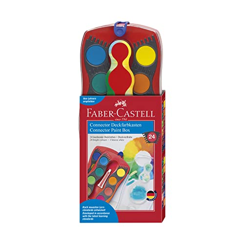 Faber-Castell 125031. Estuche acuarelas CONNECTOR de 24 colores y tubo blanco. Base roja