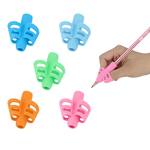 MXTIMWAN 5 Piezas Ayuda para Escribir con Lápiz para Niños, Grips para Lápices para Niños, Grips para Lápices de Silicona, Herramienta de Corrección de la Postura de Escritura para Lápices