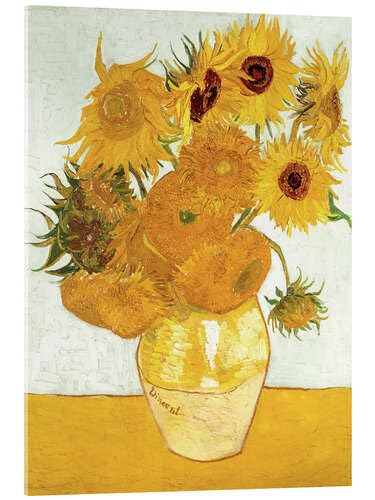 Posterlounge Jarrón con Girasoles Cuadro de metacrilato de Vincent Van Gogh Cuadros decoración para Cualquier habitación 20 x 30 cm Naranja Flores Decoración Pared