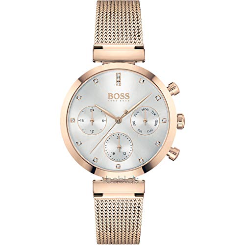 BOSS Reloj Analógico de Cuarzo multifunción para mujer con correa de malla de acero inoxidable color oro rosado - 1502553
