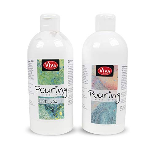 Viva Decor Pouring - Kit de aprendizaje líquido medio y medio (2 x 500 ml) – Transparente, pintura de fundición, acrílico, para hacer puddle y hacer puré