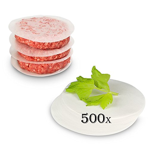 Belmalia ► 500 Hojas ◄ de Papel Pergamino Horno Redondo Burgers, Hamburguesas, Cheeseburgers, Frikandellen, Albóndigas, Sartén, Barbacoa, Antiadherente, Sulfurizado, 11cm