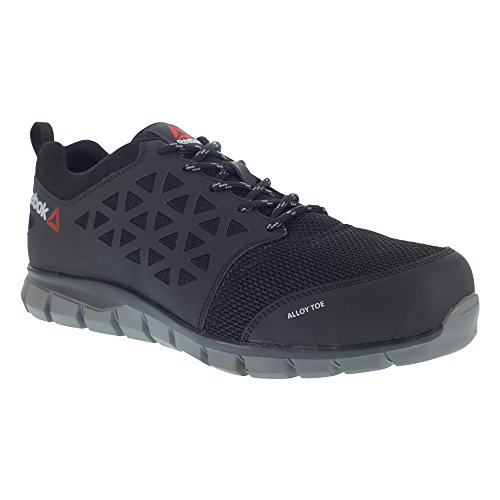 Reebok Work ib1031 S1P 42 Excel luz Athletic zapatillas de seguridad zapatos, punta de aluminio, parte superior y 3d de fibra de micro malla, tamaño 42, negro/gris