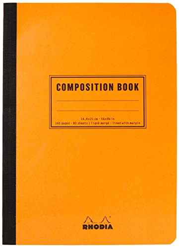 RHODIA 119218C - Cuaderno flexible con respaldo de tela, composición Book Orange – A5 – Lineado – 160 páginas – Papel Clairefontaine blanco 80 g/m – Classic
