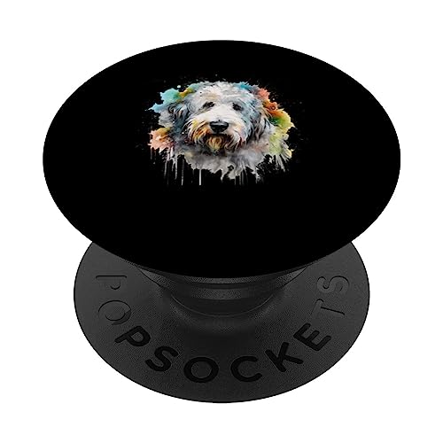 Colorido perro pastor inglés antiguo acuarela arte PopSockets PopGrip Intercambiable