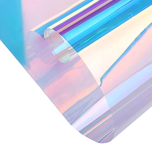 Rotolo di pellicola per vetri Sunice 90 x 200 cm, colore camaleonte, tinta vetro autoadesiva, effetto arcobaleno, pellicola trasparente iridescente, vinile olografico per la decorazione