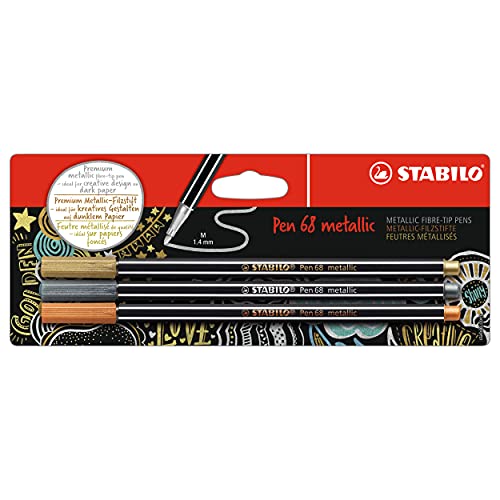Stabilo, Rotulador premium metálico STABILO Pen 68 metallic - Blister con 3 colores