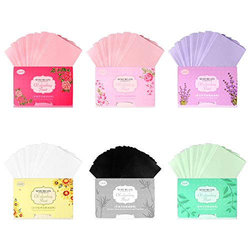 Papel Secante de Aceite 6 Paquetes Hojas Absorbentes de Aceite Papel secante de aceite facial natural 6 Colors Papel De Control De Aceite Para Pieles Grasas (Mujer y Hombre)