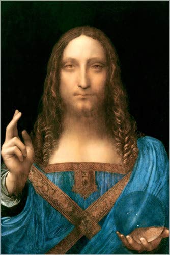 Salvator Mundi pósters para la Pared de Leonardo da Vinci Cuadros decoración para Cualquier habitación 20 x 30 cm Negro Religión Láminas Decorativas