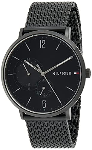 Tommy Hilfiger Reloj Analógico de Cuarzo multifunción para hombre con correa de malla de acero inoxidable Negro - 1791507