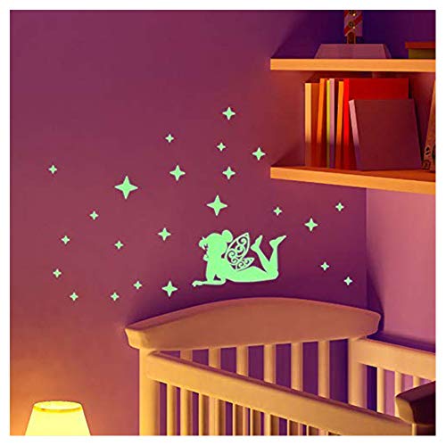 Pegatinas adhesivas para interruptor o enchufe, autoadhesivos brillantes de hada y estrellas, decoración de pared Fluorescente 25 x 25 cm