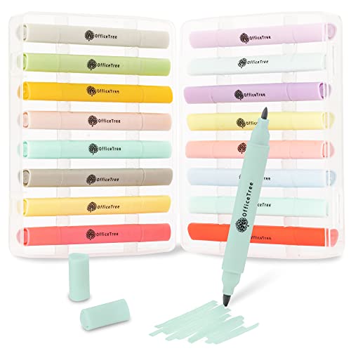 OfficeTree 16 minirotuladores de alcohol - colores pastel- Juego de rotuladores al alcohol - Juego Touch Twin Marker para dibujar, pintar y hacer manualidades