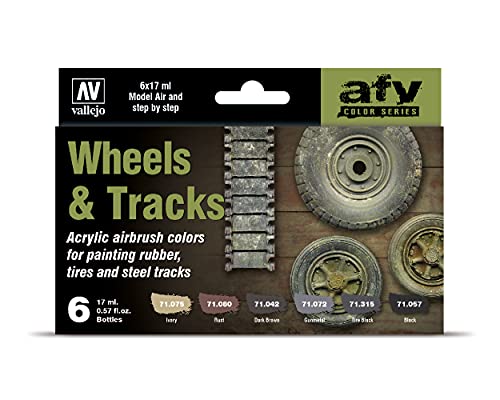 Vallejo 71213 Model Air - Colores Acrílicos, Wheels & Tracks, 17 ml, 6 uds